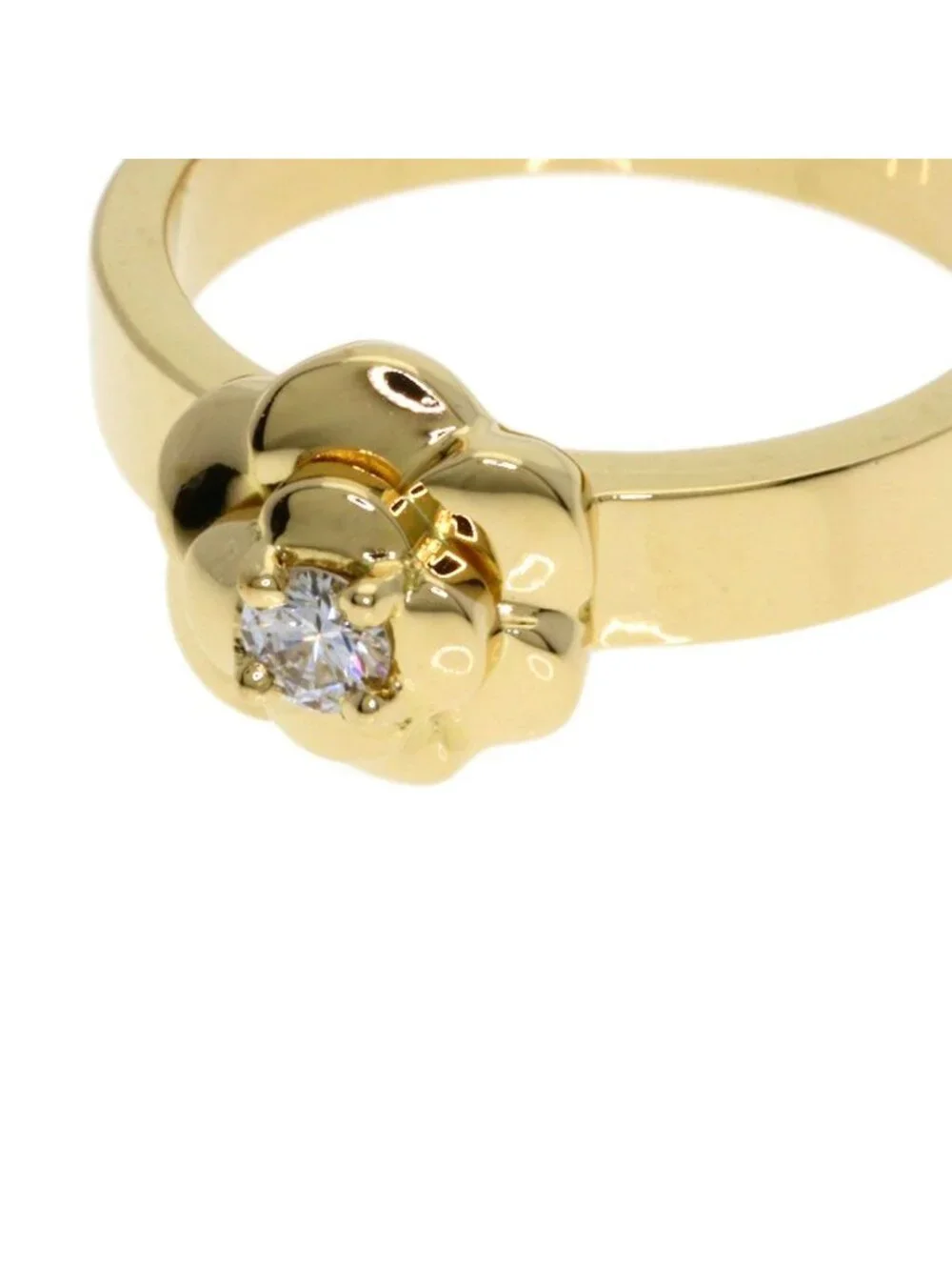 Chanel Camellia Diamond Ring 18K Yellow Gold